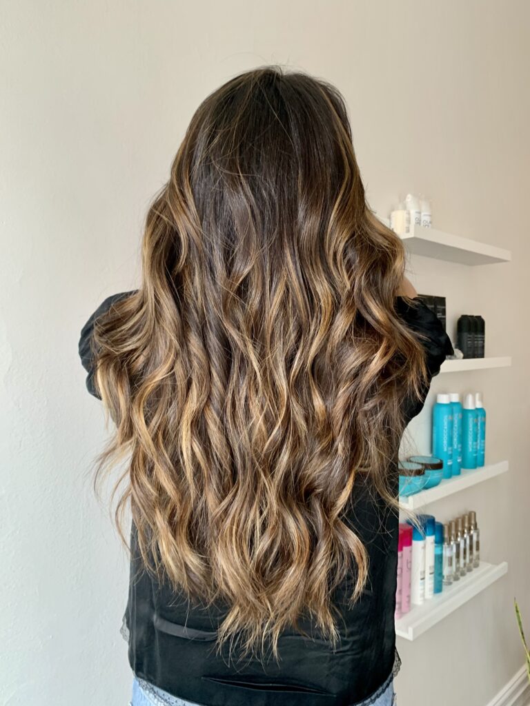 brunette balayage highlights in toronto at tatiana hair salon on queen street east 
